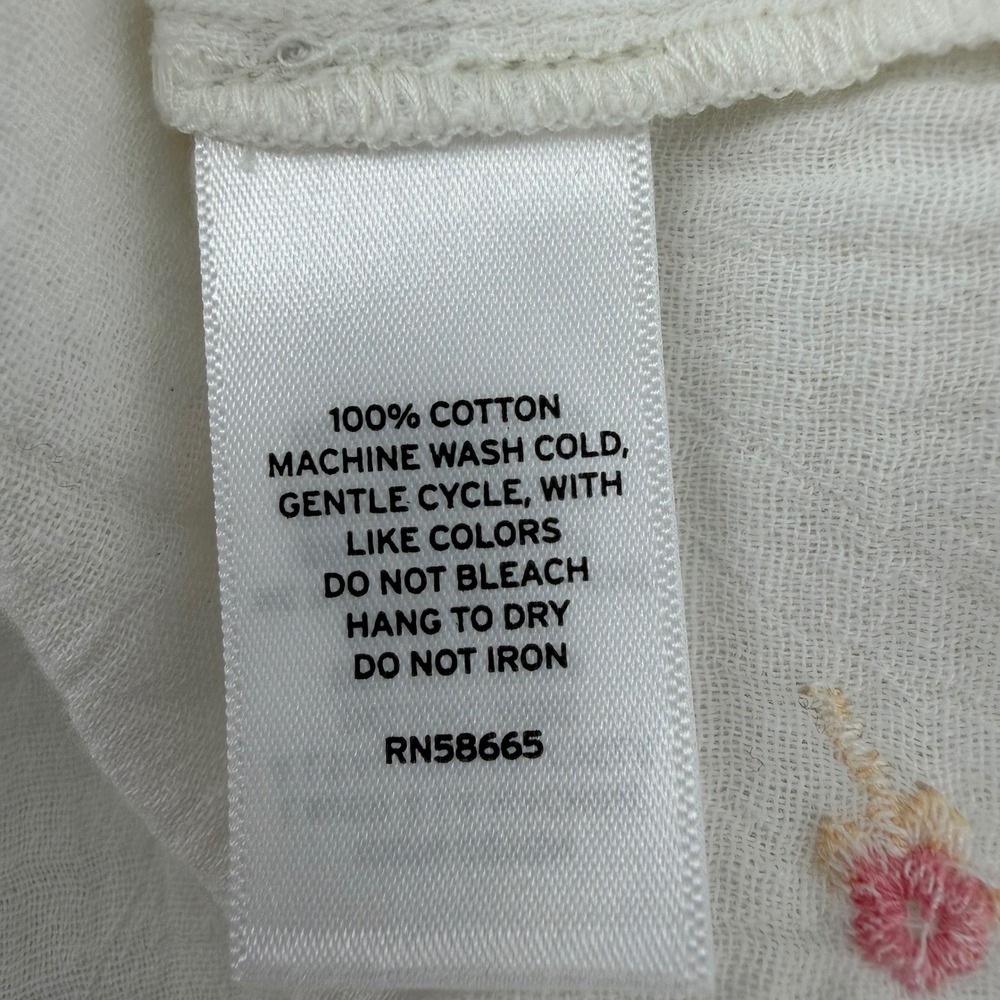 Caslon 100% Cotton White Gauze Embroidered Floral Blouse Plus Size 2X - Picture 4 of 6
